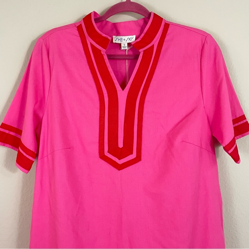 NWT She + Sky Pink‎ 100% Linen Full Sail Dress Size Small - Picture 5 of 14